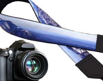 Mountain Camera Strap. Landscape camera strap. Black and blue DSLR / SLRCamera Strap. Camera accessories. Photographer gift by InTePro