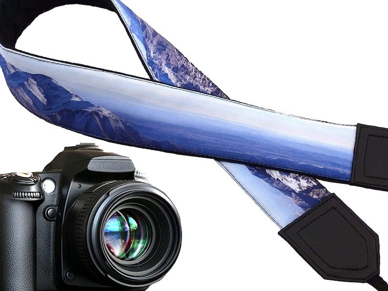 Mountain Camera Strap. Landscape Camera Strap. Black and Blue Etsy