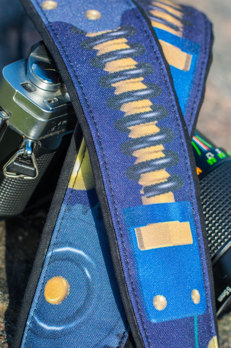 Original design Camera Strap. Black and blue DSLR / SLR Camera Strap. image 3