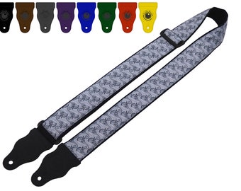 Guitar strap with Seahorses design for electric, acoustic, bass and other guitars by InTePro.