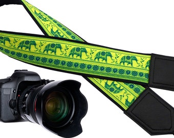 Lucky Elephant camera strap. Ethnic camera strap. DSLR/SLR Camera Strap. Camera accessories by InTePro