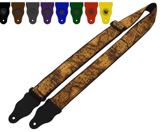 Vintage map design Guitar strap  for acoustic, bass and other guitars. Great gift for musicians from InTePro