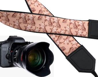 Giraffe camera strap. Beige camera strap. DSLR and SLR  Camera accessories. Durable, light and padded camera strap by InTePro