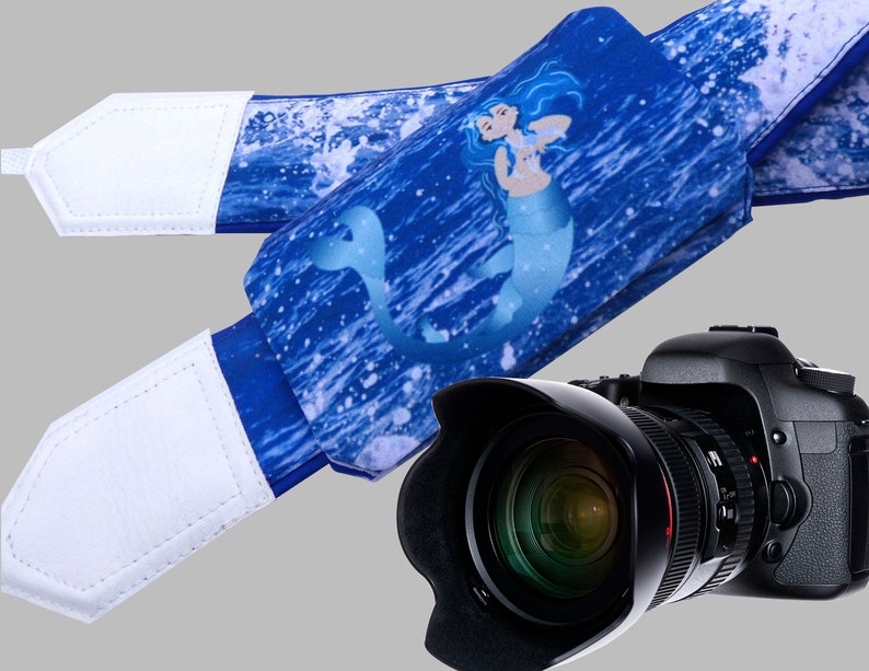 Camera Strap with pocket. Mermaid Camera Strap. Ocean camera strap. Sea camera strap. Camera accessories. Photographer gift. image 1