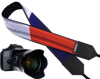France flag camera strap.  DSLR and SLR Camera Strap. Gift for photographer and traveler. Photo accessory by InTePro.