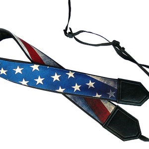 Personalized Vintage USA flag camera strap. Best gift. Independence day. Photo accessory. image 4