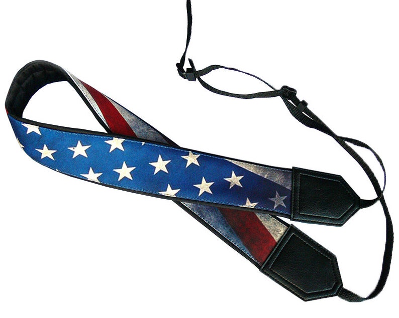 Personalized Vintage USA flag camera strap. Best gift. Independence day. Photo accessory. image 4