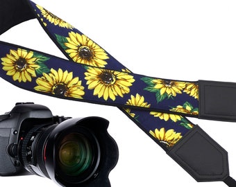 Personalized Sunflowers Camera Strap - Soft, Padded, and Stylish - DSLR/SLR Photo Accessory by InTePro