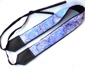 World Map Camera Strap. Camera accessories. Gift for photographer. Great Christmas gift. Black friday Cyber monday deals