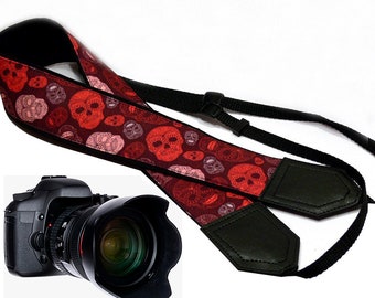 Personalized camera strap. Sugar skulls camera strap. Halloween camera strap. Nikon Canon DSLR / SLR Camera Strap. Camera accessories.