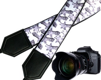 Giraffe camera strap. Black and white Camera strap. DSLR / SLR Camera Strap. Photographer accessory by InTePro