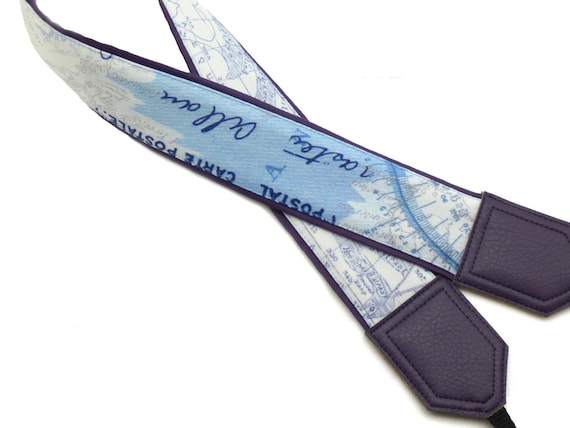 Dark purple DSLR / SLR Camera Strap. World Map Camera Strap. Camera accessories. Photographer gift. Map.