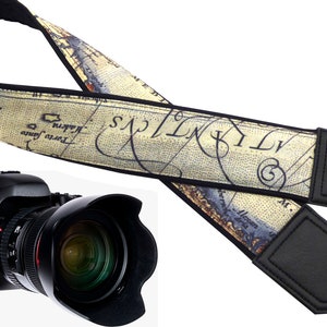 DSLR Camera Strap. Vintage Camera Strap. World Map Camera Strap. Camera accessories. Photographer gift.