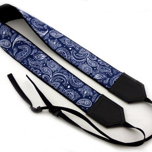 Ornamental camera strap. Abstract flowers crossbody strap. Dark blue DSLR / SLR Camera Strap. Gift idea by InTePro image 2