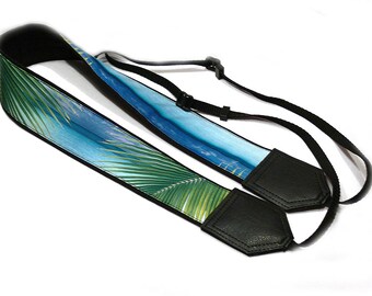 Camera Strap with palm leaves. Ocean Camera Strap. Palms camera strap. Camera accessories by InTePro