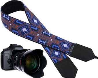 Camera strap with ethnic pattern.  DSLR / SLR Camera Strap. Camera accessories. Photographer gift.
