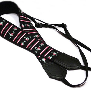 Flowers Camera strap. Roses camera strap with stripes. DSLR / SLR Camera Strap. Photo accessory by InTePro image 2