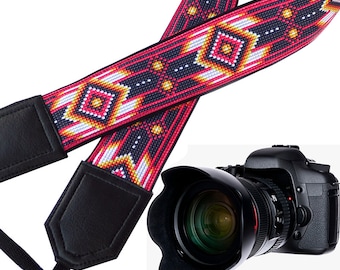 Camera strap inspired by Native American. Southwestern Ethnic Camera strap.  Bright DSLR / SLR Camera Strap. Gift ideas by InTePro, 00190