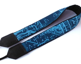 Microscheme Camera strap. Blue green Circuit board Camera Strap. Great Christmas gift. Camera accessories