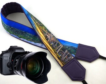 Adjustable Camera Strap with Handy Pockets for DSLR/SLR Cameras - Comfort and Durability Ocean Camera Strap by InTePro