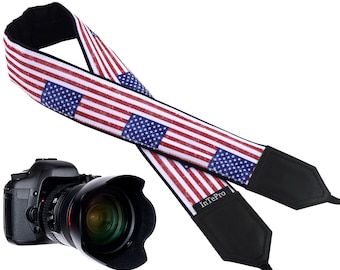 Personalized camera strap-Independence day sale-US flag camera strap. American flag camera strap. DSLR / SLR Camera Strap.