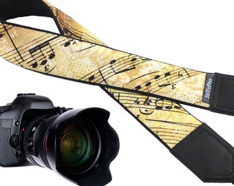 Music camera strap. Vintage notes Camera strap. DSLR / SLR Camera Strap. Camera accessories by InTePro