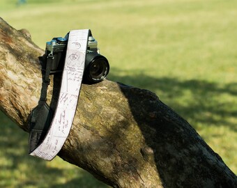 Letters camera strap. Vintage text Camera strap. DSLR / SLR Camera Strap. Camera accessories by InTePro