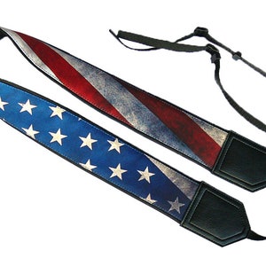 Personalized Vintage USA flag camera strap. Best gift. Independence day. Photo accessory. image 3