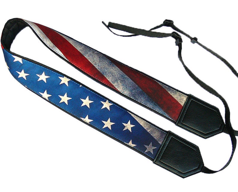 Personalized Vintage USA flag camera strap. Best gift. Independence day. Photo accessory. image 3