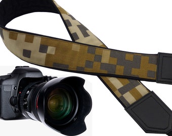 Camera Strap camouflage. Brown, beige, green, gray  DSLR / SLR Camera Strap. Men's accessories by InTePro