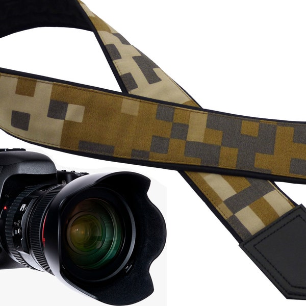 Kameragurt Camouflage. Braun, beige, grün, grau DSLR / SPIEGELREFLEX Kameragurt. Herren Accessoires von InTePro