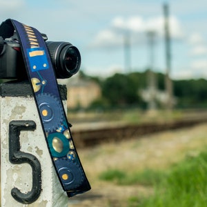 Original design Camera Strap. Black and blue DSLR / SLR Camera Strap. image 1