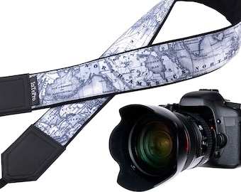 Adjustable Camera Harness Padded Camera Strap World Map Strap Camera Neck Strap Personalized Camera Strap Camera Holder Photographer Gift