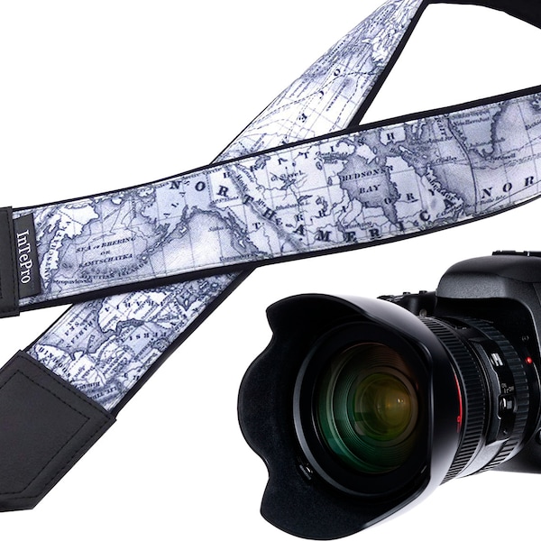 Adjustable Camera Harness Padded Camera Strap World Map Strap Camera Neck Strap Personalized Camera Strap Camera Holder Photographer Gift