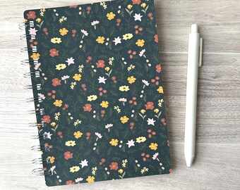 Dark Spring Floral Wire-O Bound Notebook