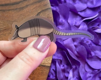 Clear Texas Armadillo Sticker: Waterproof Vinyl Decal (3x1 in.)