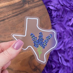 Clear Texas Bluebonnet Vinyl Sticker: Waterproof Floral Decal (3.2x3 in.)