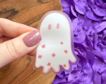 Floral Ghost Vinyl Sticker: Waterproof Halloween Laptop Decal