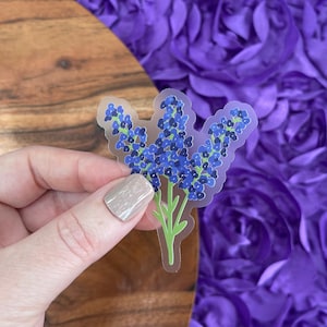 Clear Bluebonnet Sticker: Waterproof Vinyl Floral Decal
