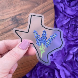 Clear Texas Bluebonnet Sticker: Waterproof Vinyl Decal