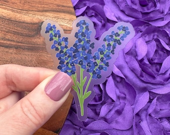 Clear Bluebonnet Sticker: Waterproof Vinyl Floral Decal