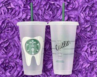 Personalized Tooth Starbucks Cup: Dental Gift