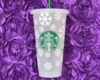 Personalized Snowflake Starbucks Cup, Bridesmaid Gift