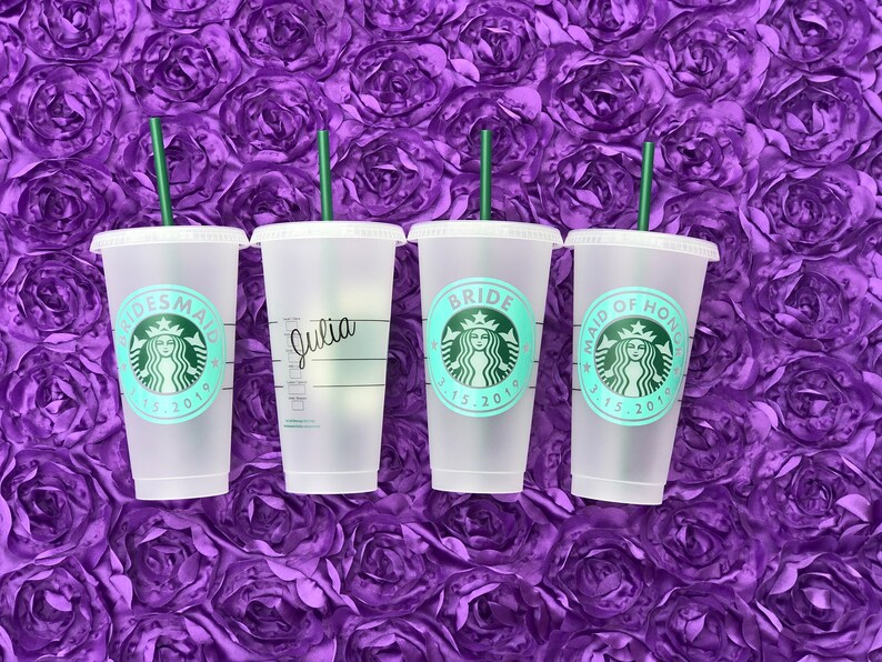 Personalized Bridesmaid Gift With Name | Starbucks Cup with Vinyl Decal | Bridesmaid Proposal Gift | Bridesmaid Gift Box | Maid of Honor 