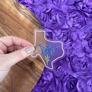 Clear Texas Bluebonnet Sticker, Floral Sticker, Laptop Sticker, Water Bottle Sticker, Waterproof Sticker, 3.2x3 in. Vinyl Sticker, Texas