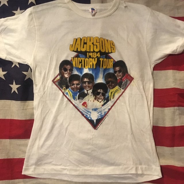 【sold out】5人サイン Tシャツ Vintage Jacksons Five 1984 Victory Tour - Etsy