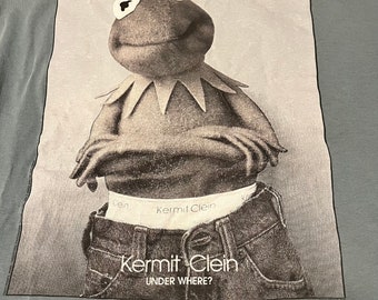 Vintage Changes Kermit The Frog Calvin Klein Parody Tee in Grey, Men&#39;s