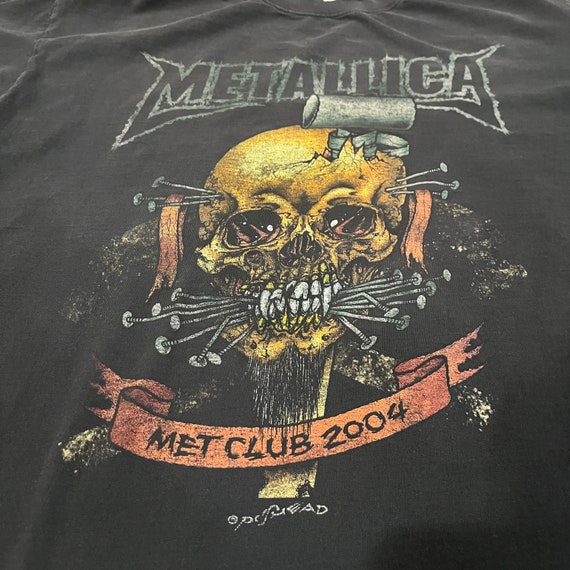 Badass Pushhead Skull Graphic By2004 Metallica Club Shirt Blue 
