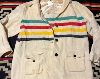 (希少)60~70s HUDSONS BAY ブランケットジャケット 60's 70's HUDSON'S BAY ハドソンズベイ マルチボーダーウール