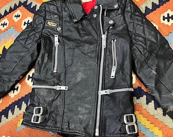 60s lewis leathers rocker jacket size S M  in perfect condition , very rare  piece with lots of history made in the Uk